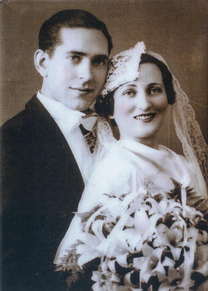 Wedding photo of Ben "Benny" Strober (#596) and Irene (Levy) Strober (#860), December 16, 1934 (Collection of Arthur Einig)